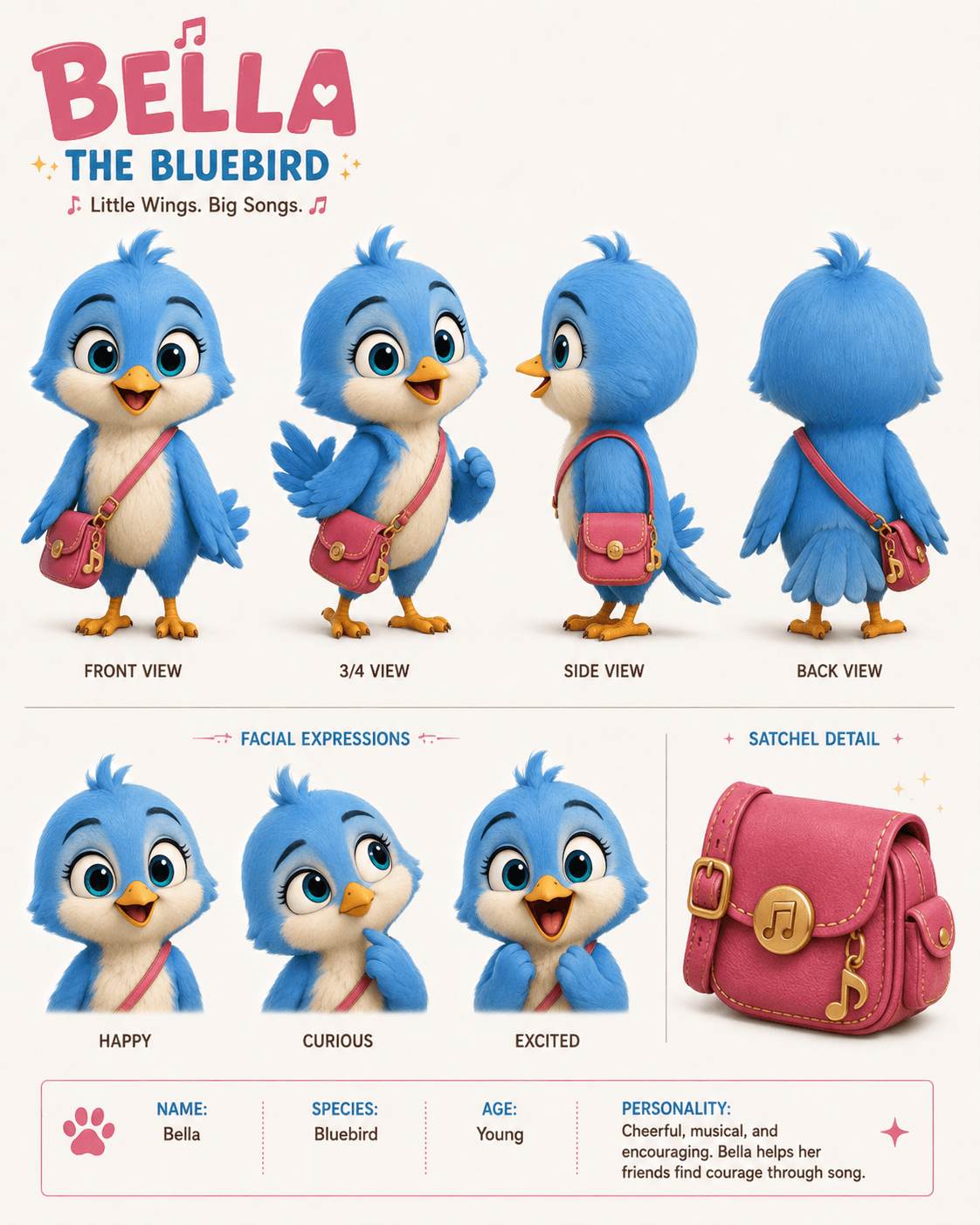 Bella the bluebird, a Wonder Willow character